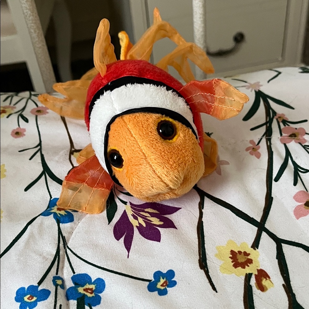 Orange and White Clownfish Stuffed Animal Toy